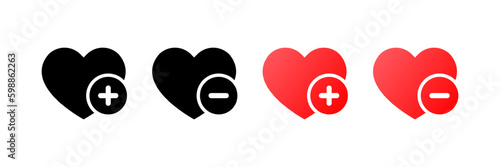 Favorites. Flat, color, add and remove from favorites. Vector icons.