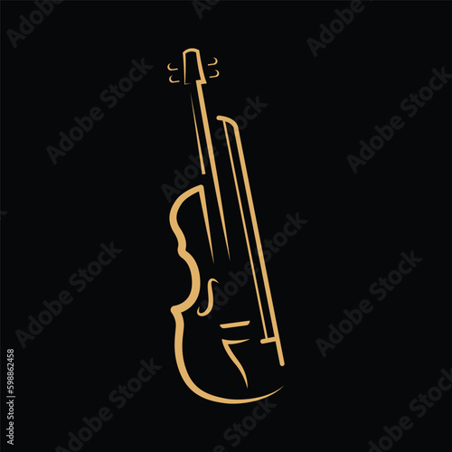 Violin Viola Fiddle Cello bass Contrabass music instrument silhouette logo design inspiration