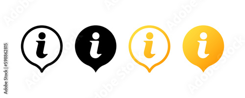 Information. Different styles, color, more information. Vector icons.