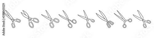 Scissors vector icon set. barber illustration sign collection. cut symbol. hairdresser logo.