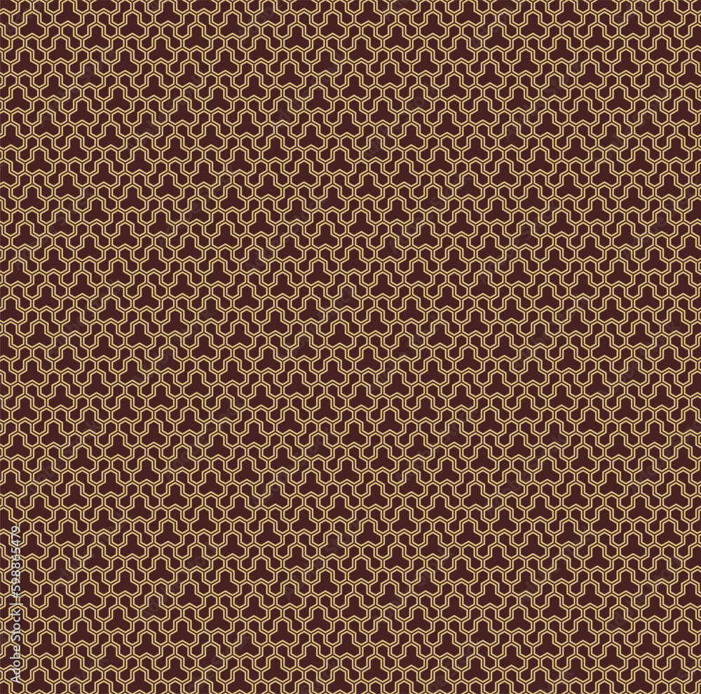 Geometric abstract vector hexagonal seamless background. Geometric modern ornament. Seamless modern brown and golden pattern Geometric abstract vector hexagonal seamless background. Geometric modern ornament. Seamless modern brown and golden pattern
