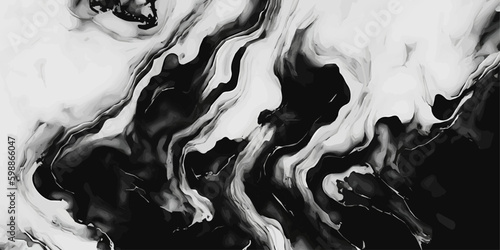 Black and white marble texture vector background. Alcohol ink effect. Liquid waves and drops luxury backdrop. Abstract fluid art. Monochrome contemporary wallpaper