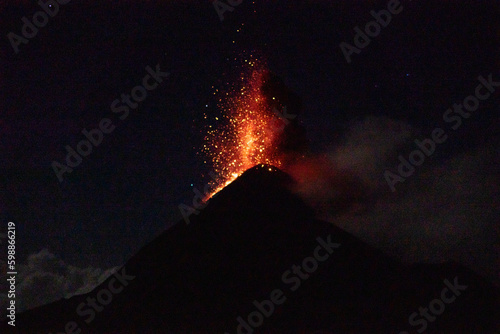 explosion of fire, active volcano