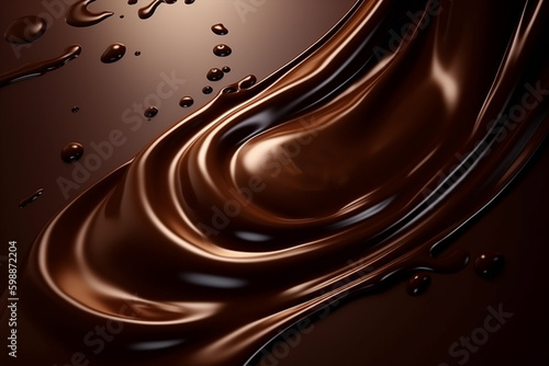 3d dynamic liquid chocolate background, generative ai