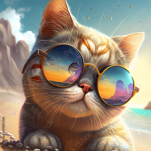 chat a lunette de soleil