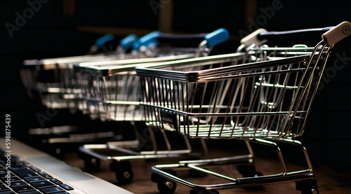 shopping carts on a laptop