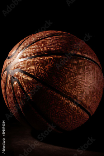 Basketball ball isolated on black background. Generative Ai © Malika