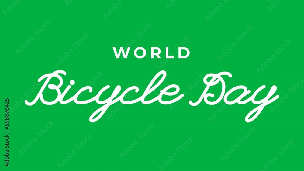 World Bicycle Day text animation in black and white color on green screen. great for celebrate world bicycle day june 3. 4k video greeting card. chroma key World Bicycle Day text animation in black and white color on green screen. great for celebrate world bicycle day june 3. 4k video greeting card. chroma key