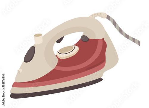 Vector illustration of electric iron isolated on white background. Retro device.