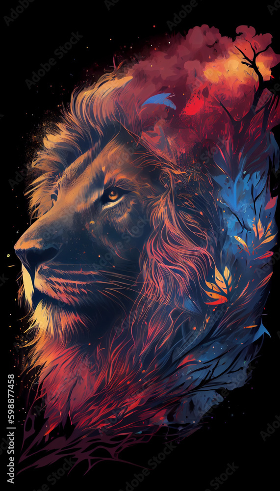 Nature Colorful Animal T Shirt Designs: Lion
