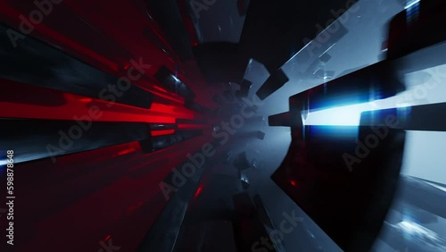 Red and blue abstract background  animation of a tunnel in space. 4K seamless VJ loop for motion graphics