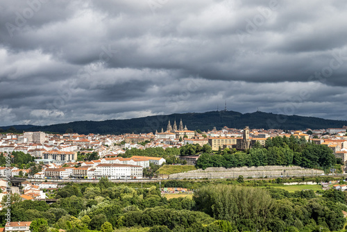 Santiago de Compostela, view of Cathedral and city skyline Galicia, Spain