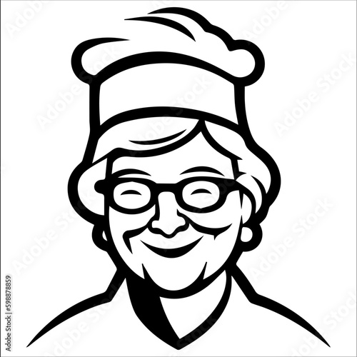 Iillustration of  chef Grandma in vector, isolated on white