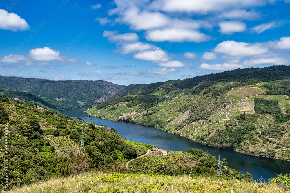 View of Canyon del Sil from Cristosende in Parada de Sil in Galicia, Spain, Europe