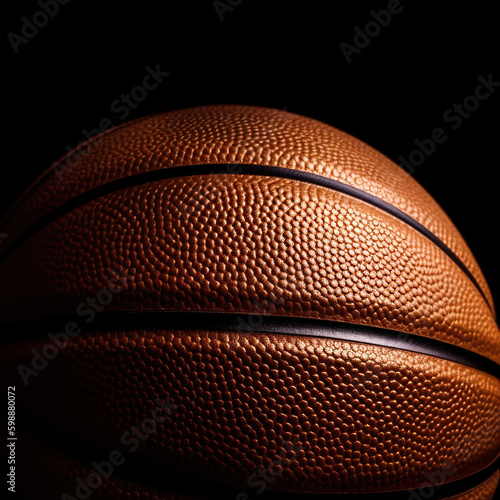 Basketball ball isolated on black background. Generative Ai