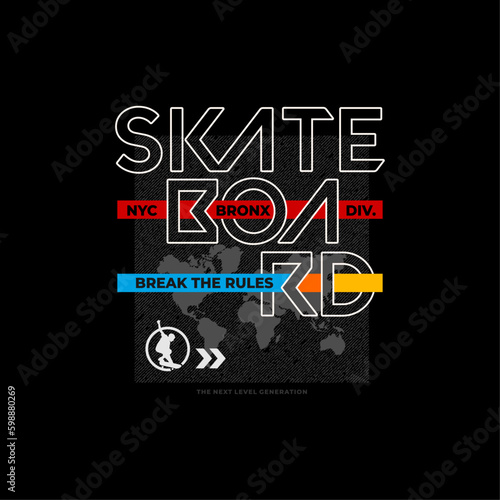 Vector illustration on the theme of skateboard and skateboarding in Brooklyn. Sport typography, t-shirt graphics, print, poster, banner, flyer, postcard,etc	