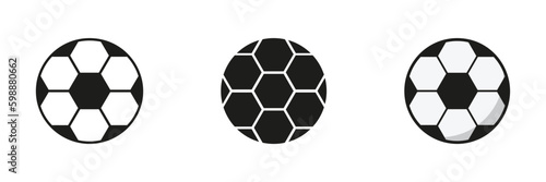 Soccer Ball Silhouette and Line Icon Set. Football Ball for Play Sports Game Solid and Outline Symbol Collection on White Background. Isolated Vector Illustration Generative AI
