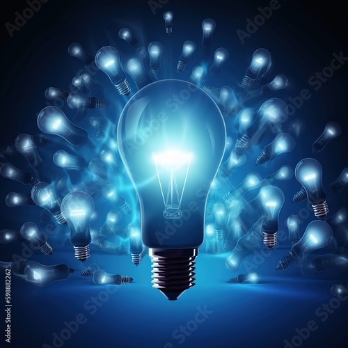 idea light bulb glows and creative success inspiration success concept. generative AI