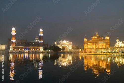 The Golden Temple lit at night, Amritsar