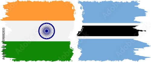 Botswana and India grunge flags connection vector