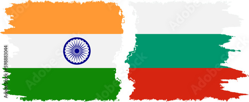 Bulgaria and India grunge flags connection vector
