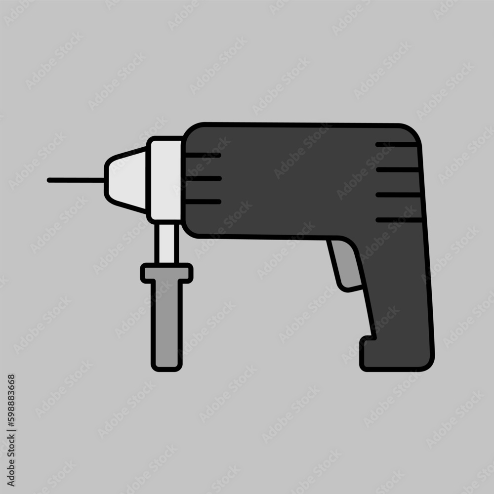 Electric hammer drill vector isolated icon Electric hammer drill vector isolated icon