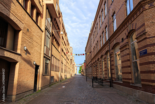 Gothenburg  Sweden - June 25  2019  Postgatan street in the historic city center in the morning