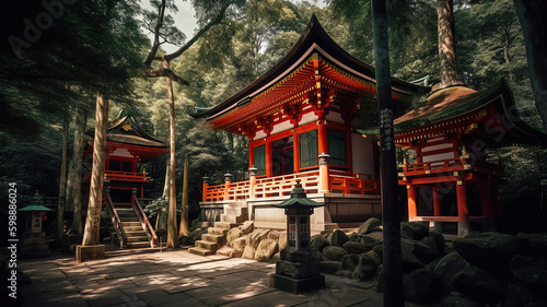 Fushimi Inari Taisha Shrine in Kyoto. Generative Ai