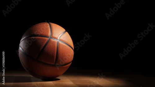 Basketball on a black background. Banner basketball Generative AI © Sandris_ua