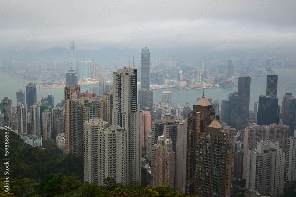 Panoramic view of the skyscrapers of Hong Kong