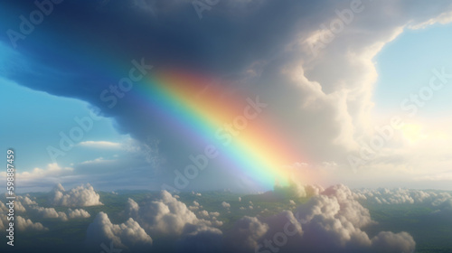 cloud rainbow in the sky. Generative AI © Putrasatria
