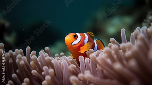 Clownfish close up bright colors Generative AI