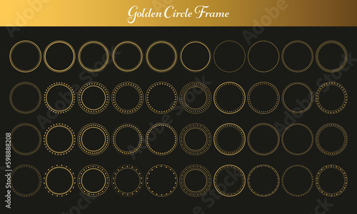 Golden Vintage Texture Circle Frame Outline Collection