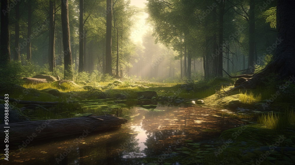 forest landscape. generative AI forest landscape. generative AI