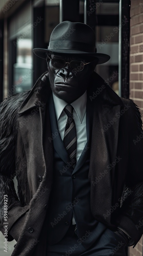 Gorilla is the boss of the mafia in Chicago in an expensive suit Generative AI Gorilla is the boss of the mafia in Chicago in an expensive suit Generative AI