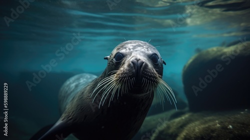fur seal underwater shot Generative AI © Sandris_ua