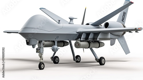 Unmanned Aerial Combat Vehicle(UACV) isolated on white background Generative AI