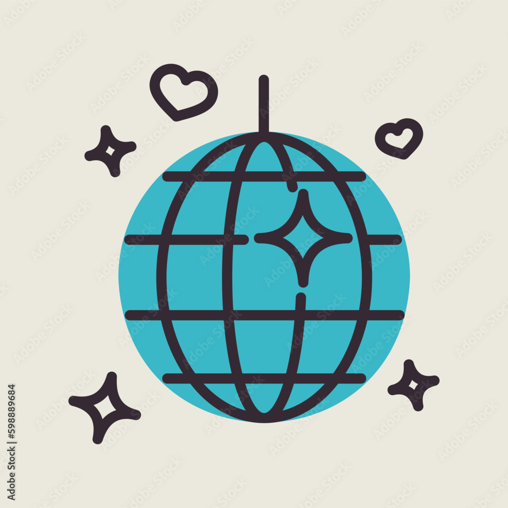 Disco ball, Party element isolated vector icon Disco ball, Party element isolated vector icon