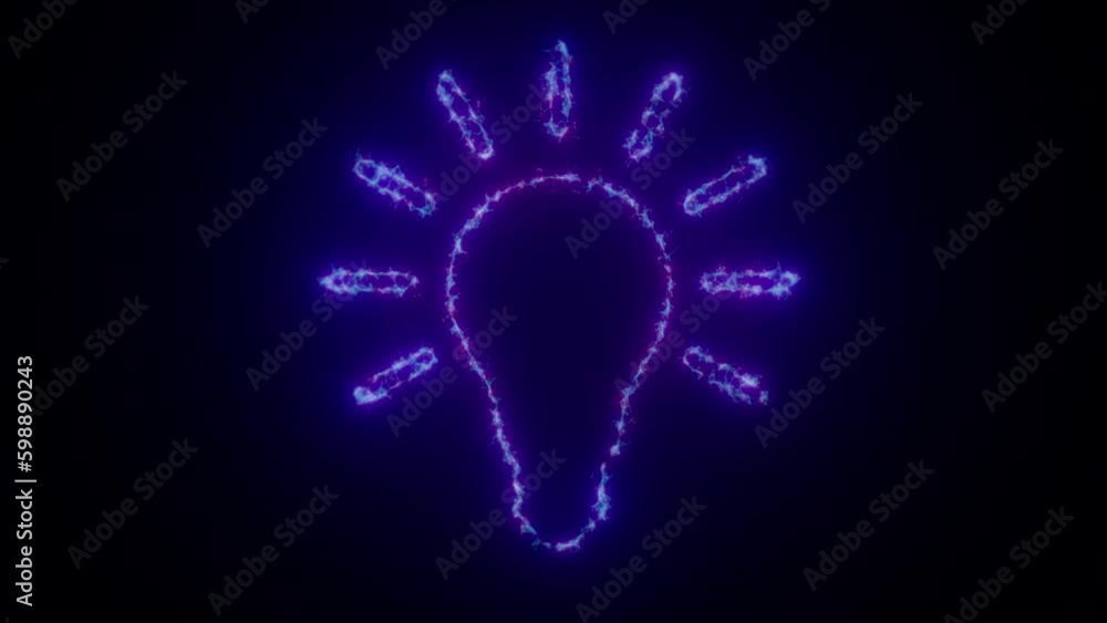 Animation of a glowing and blinking light bulb on a dark background that changes color periodically. Animation of a glowing and blinking light bulb on a dark background that changes color periodically.