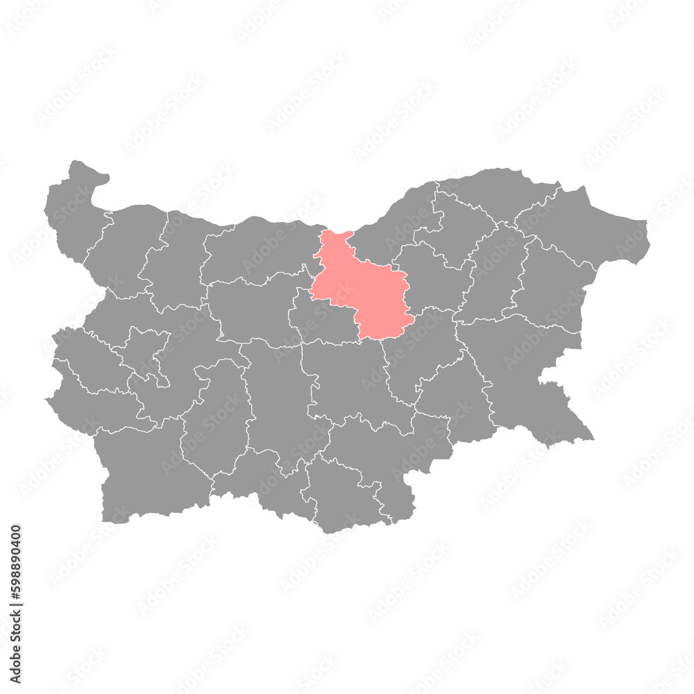 Veliko Tarnovo Province map, province of Bulgaria. Vector illustration.