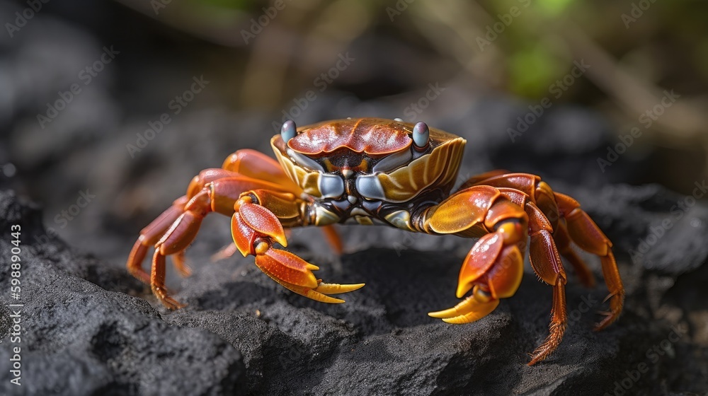 Sally lightfoot crab (Grapsus grapsus) preparing to shed its exoskeleton in Urbina Bay Generative AI