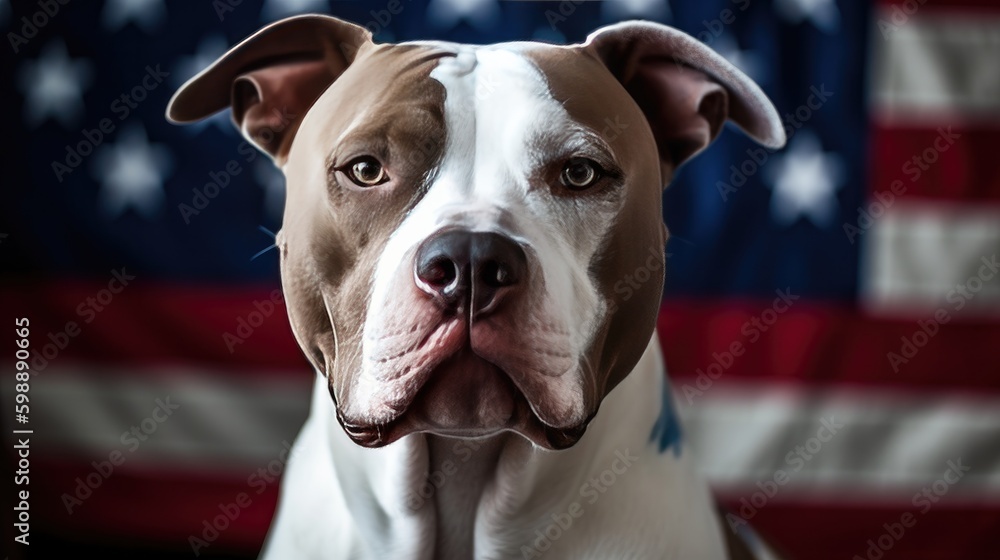Bulldog in front of USA flag independence day Generative AI Stock ...