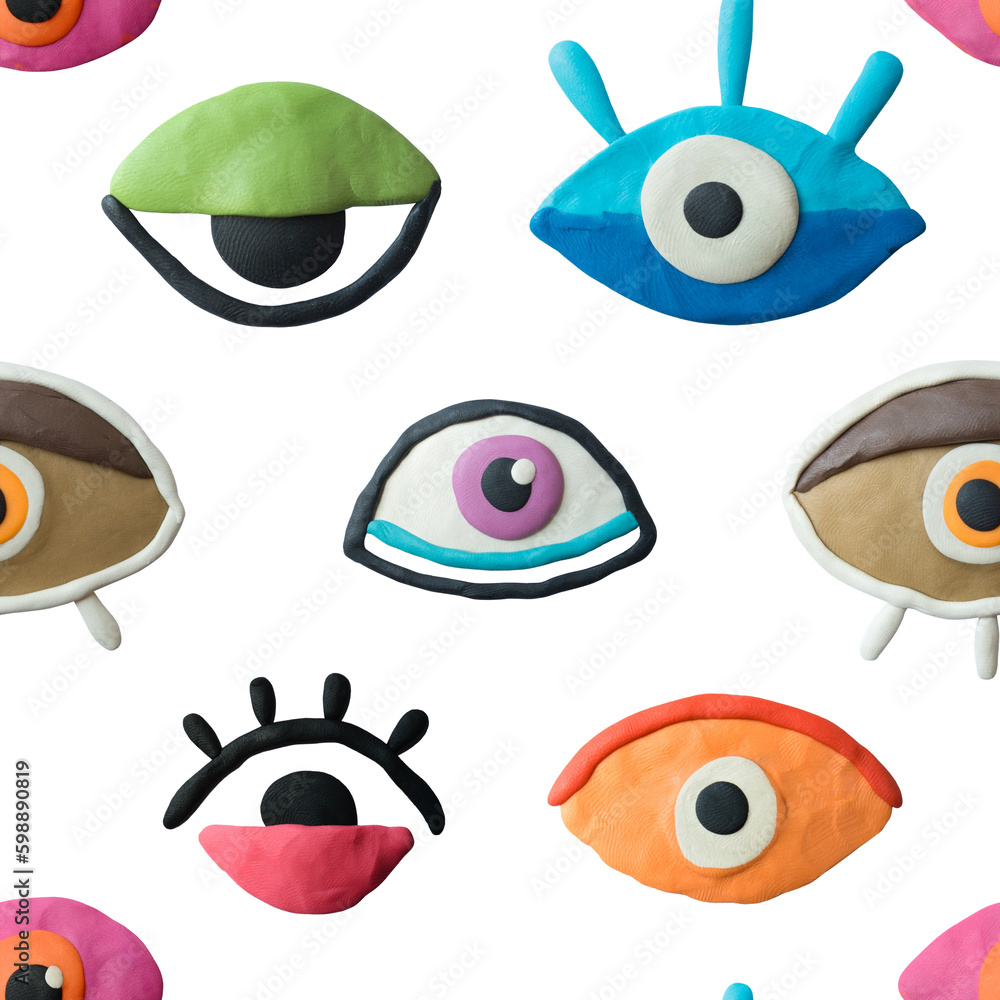 Seamless multicolored pattern. Handmade, sculpting human eyes. Seamless multicolored pattern. Handmade, sculpting human eyes.