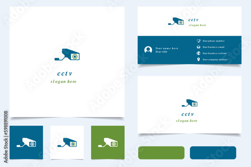 Cctv logo design with editable slogan. Branding book and business card template.
