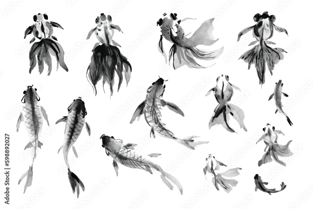 Chinese Water Painting Fish