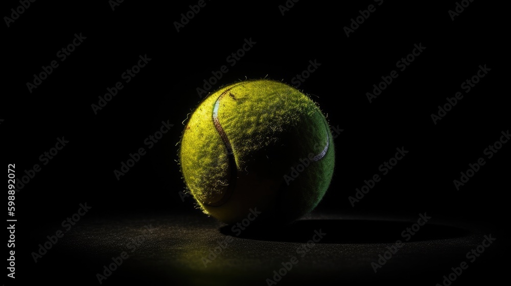 tennis ball on black background Generative AI