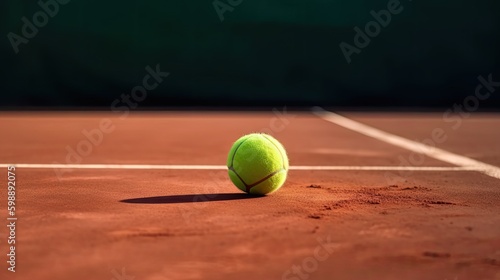tennis ball on court Generative AI © Sandris_ua