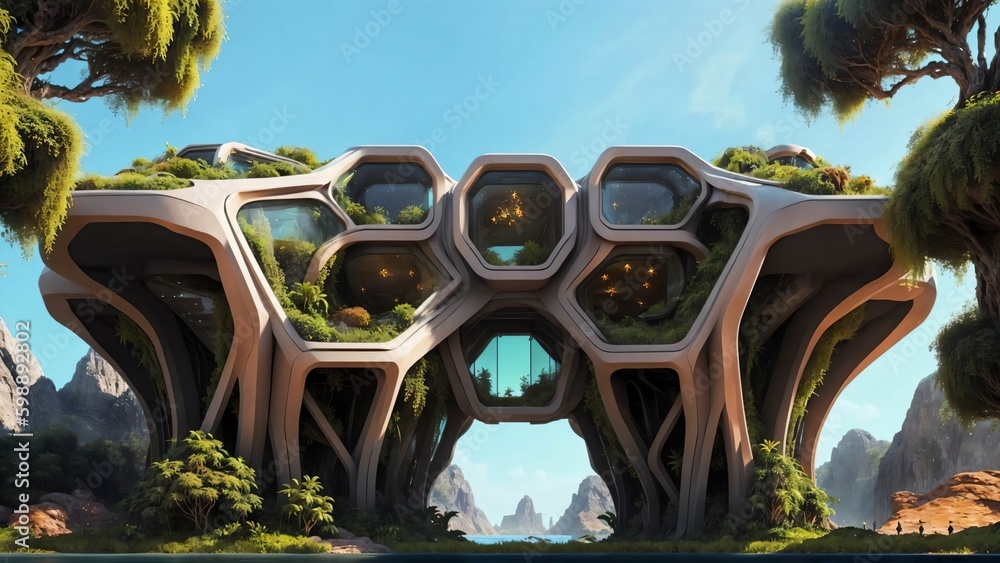 The Hive Scifi futuristic brutalist architecture style building