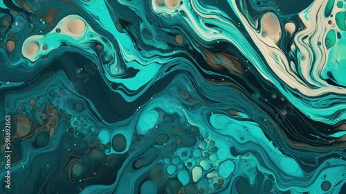 fluid art composition features a modern and abstract style  blue and green