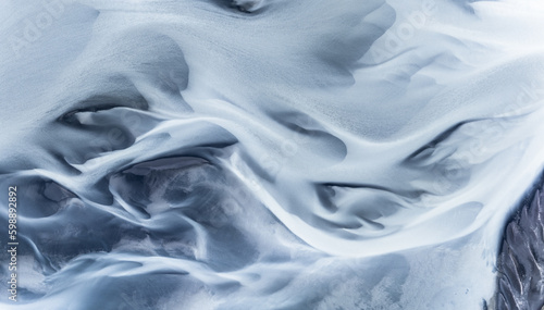 Aerial view of a glacial river